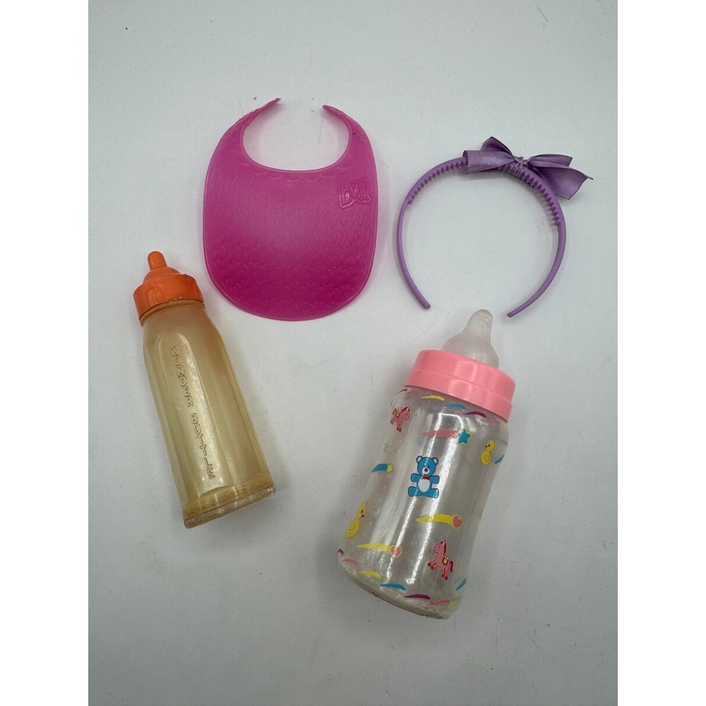 Unbranded Doll Accessories‎ Kids OS Pink Purple Good Bib Bottles Headband Set